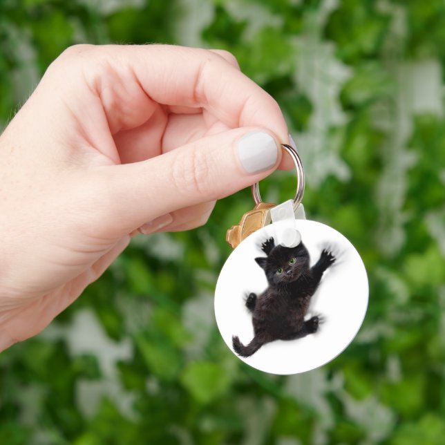 Chaveiro Gato Negro Subindo Nas Costas Humanas (Mão)