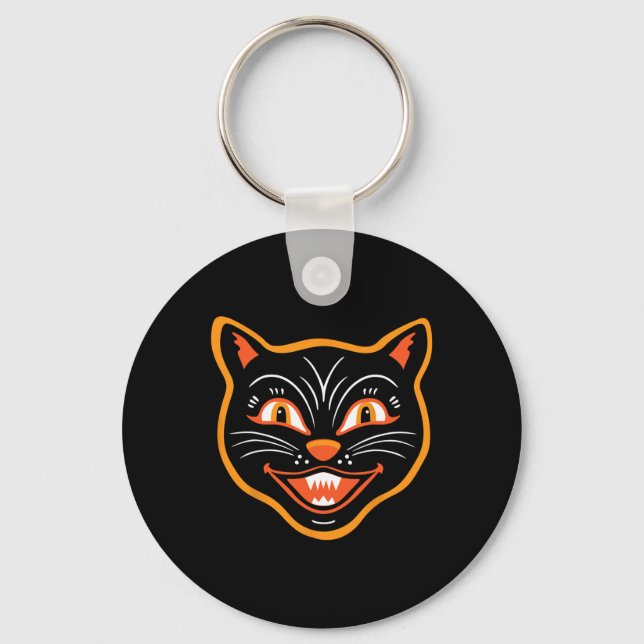 Chaveiro Gato Negro Vintage Halloween (Frente)