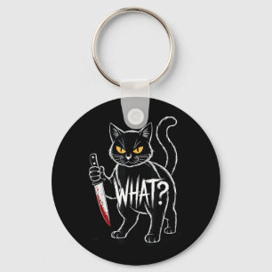 Chaveiro Gato O que_ Engraçado Gato Preto Com Faca Hallowee
