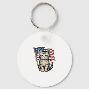Chaveiro Gato Patriótico com Vetor de Design Vintage da Ban