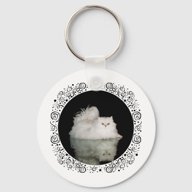 Chaveiro Gato Persa com Olhos Verde Jade (Frente)