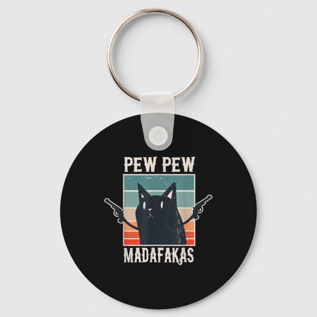 Chaveiro Gato Pew Pew Madafakas - Presente Vintage (Frente)