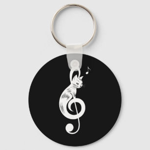 Chaveiro Gato Preto Clave de Sol Kit de Música Gatinho Nota