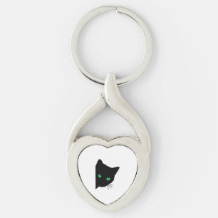 Chaveiro gato preto com olhos verdes