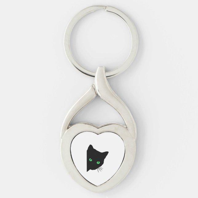 Chaveiro gato preto com olhos verdes (Frente)
