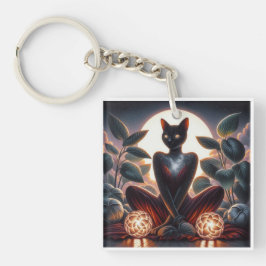 Chaveiro Gato Preto Cósmico com Olhos Brilhantes Digital Su