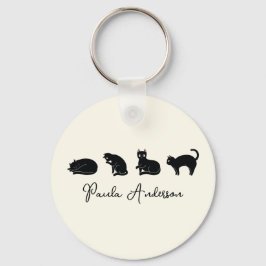 Chaveiro Gato Preto Cute Engraçado Personalizável