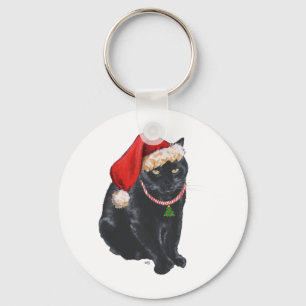 Chaveiro Gato Preto de Chapéu de Papai Noel