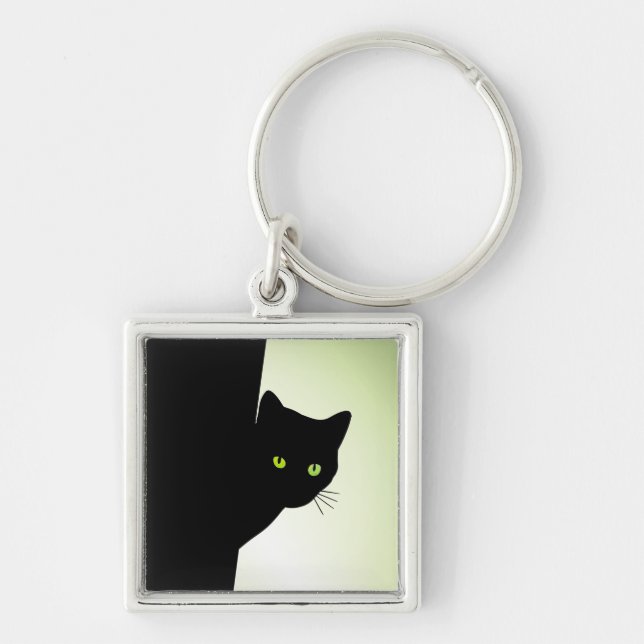 Chaveiro Gato Preto de Olhos Verdes (Frente)