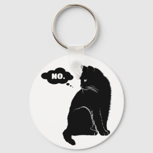 Chaveiro Gato Preto Diz Não - Presente Divertido para Amant