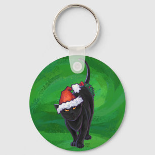 Chaveiro Gato preto do Natal no verde