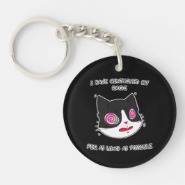 Chaveiro Gato Preto e Branco com Texto Engraçado