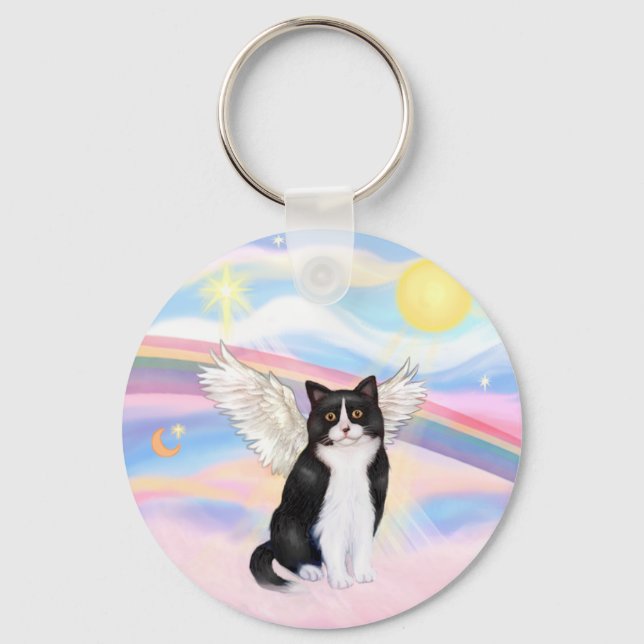 Chaveiro Gato Preto e Branco - Nuvens (Frente)