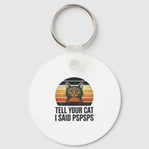 Chaveiro Gato Preto Engraçado Pspsps Design Vintage Pôr do