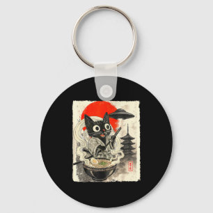 Chaveiro Gato Preto Engraçado Ramen Alien Ufo Abdução Japon