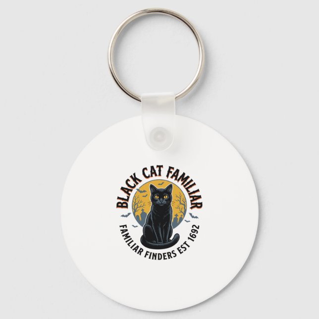 Chaveiro Gato Preto Familiar Desenho de Resgate de Hallowee (Frente)