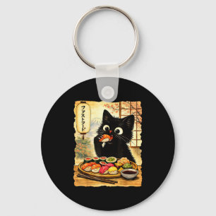 Chaveiro Gato preto fofo comendo sushi comida japonesa kawa