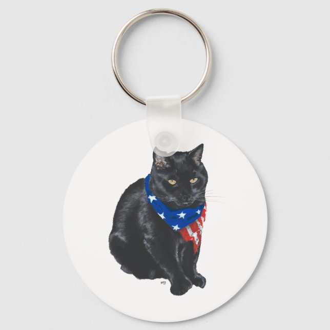 Chaveiro Gato Preto Patriótico (Frente)