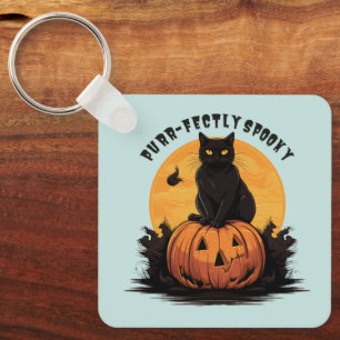 Chaveiro Gato Preto Perfeitamente Assustador no Abóbora de