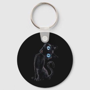 Chaveiro Gato Preto Preguiçoso Fofo Meme Botão Olhos Amante