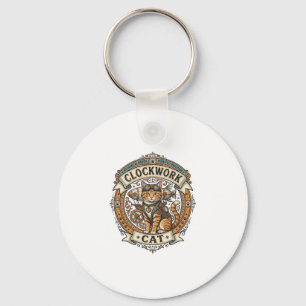 Chaveiro Gato Relógio Gato Steampunk Antigo Arte Vetorial S