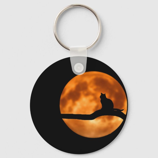Chaveiro Gato Silhouette Moonlight. Botão Personalizar (Frente)