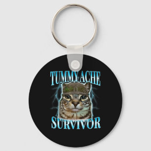 Chaveiro Gato Sobrevivente de Dor de Barriga Meme Frase Eng