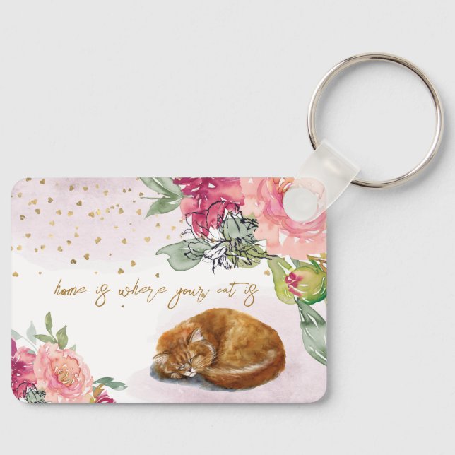 Chaveiro Gato Sonolento, Gato Laranja, Gatinha, Gatinha, Pe (Frente)