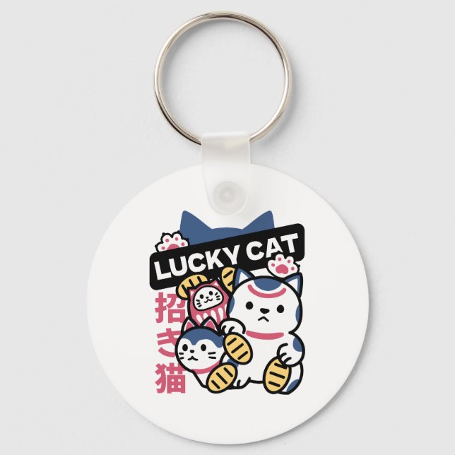 Chaveiro Gato Sortudo Maneki Neko – Gato da Sorte Japonês (Frente)