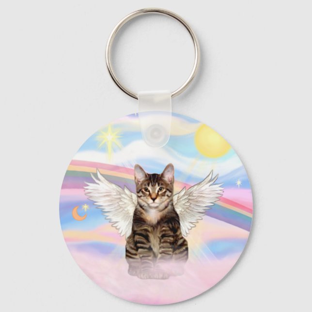 Chaveiro Gato Tigre Tabby Anjo nas Nuvens (Frente)