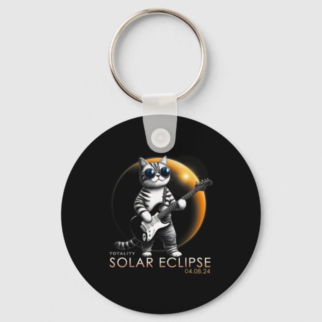 Chaveiro Gato Tocando Guitarra Eclipse Total (Frente)