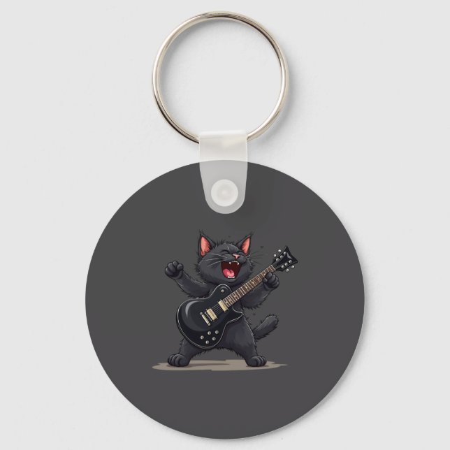 Chaveiro Gato Tocando Guitarra Rock And Roll Astro do Rock  (Frente)