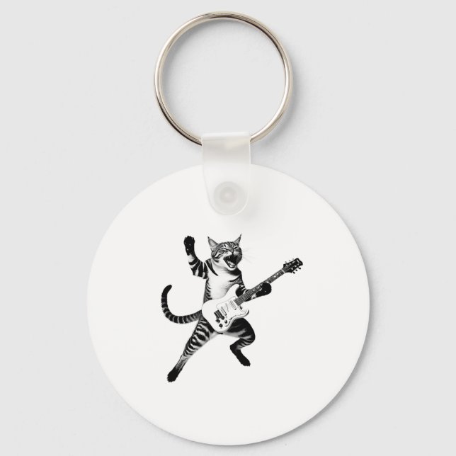 Chaveiro Gato Tocando Violão, Pedra E Bandas, Mulheres Ki (Frente)