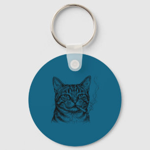 Chaveiro Gato tranquilo fumando esboço arte amante felino d