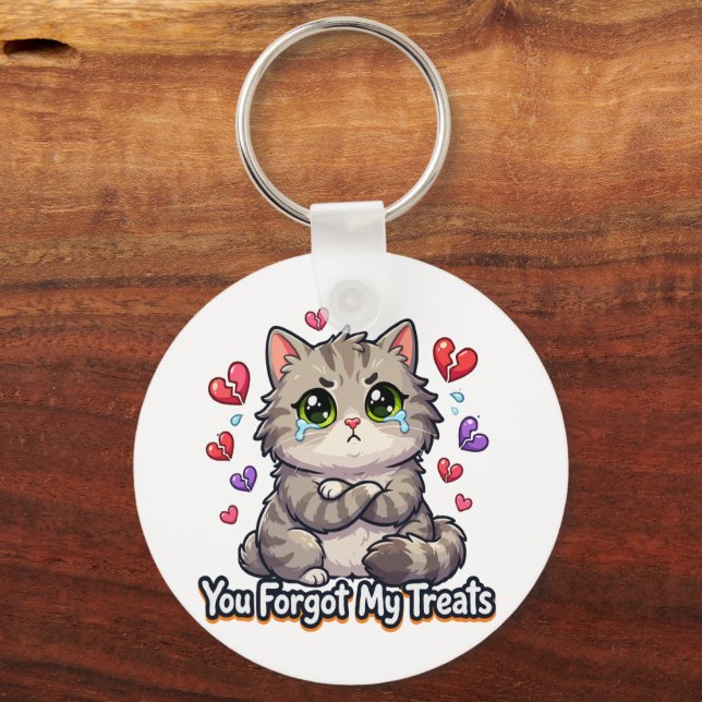 Chaveiro Gato Triste Você Esqueceu Meus Petiscos (Frente)