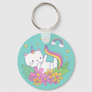 Chaveiro Gato Unicórnio, catimilho, arco-íris