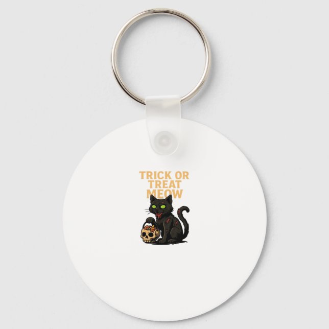 Chaveiro Gato Zumbi � Truque ou Presente Design de Hallowee (Frente)