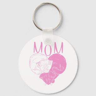 Chaveiro Gatos Cardíacos Rosa MOM