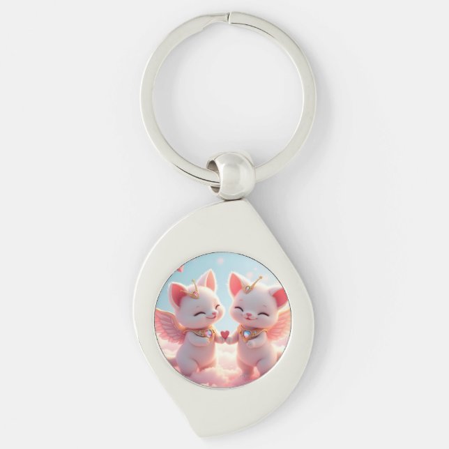 Chaveiro Gatos de Amor Fofos (Frente)