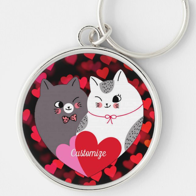 Chaveiro Gatos de Amor Personalizados (Frente)