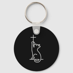 Chaveiro Gatos de Estimação Amam Jesus Feliz Gato Feliz