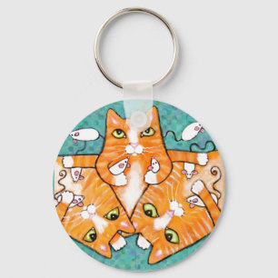 Chaveiro Gatos de gato malhado do gengibre com brinquedos