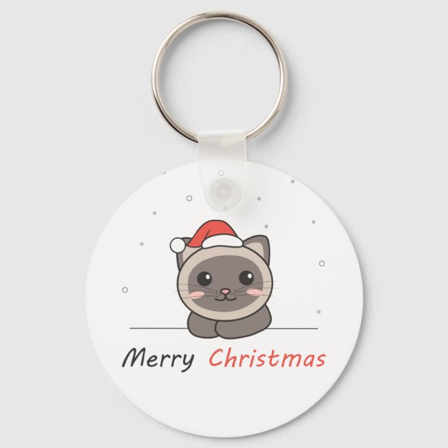 Chaveiro Gatos De Noite De Natal (Frente)
