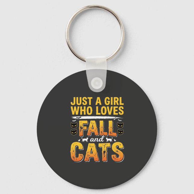 Chaveiro Gatos de Outono Design de Halloween para Meninas_1 (Frente)