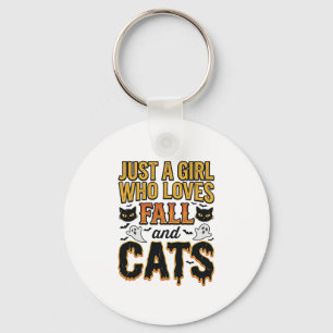 Chaveiro Gatos de Outono Garota de Halloween Design Gráfico