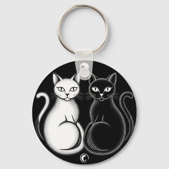 Chaveiro Gatos Formando uma Composição Inspirada no Ying-Ya (Frente)