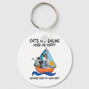 Chaveiro Gatos Navegando Me Fazem Feliz Velejar Barco Âncor