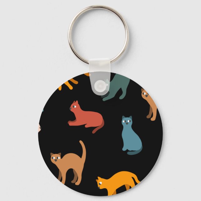 Chaveiro Gatos no preto (Frente)