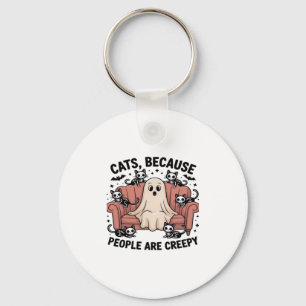 Chaveiro Gatos Porque as Pessoas São Assustadoras Camiseta