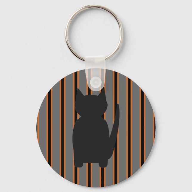 Chaveiro Gatos preto de silhuetas no Halloween e Rico (Frente)